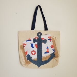 Artisan Crafted Rustic Nautical Theme Applique Tote Bag